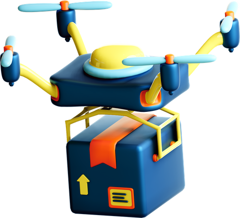 Parcel delivery by drone  3D Illustration