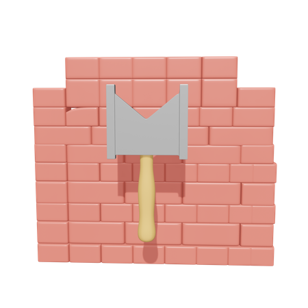 Pared de ladrillo con paleta  3D Icon