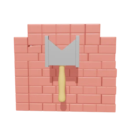 Pared de ladrillo con paleta  3D Icon