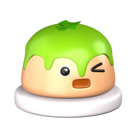 Guiño de pastel con cobertura de matcha  3D Icon