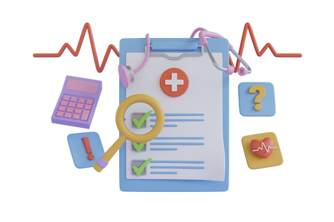 Patient report checklist  3D Illustration