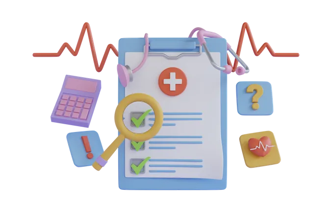 Patient report checklist  3D Illustration