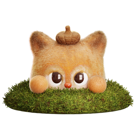 Peeking Squirrel From Grass Hole  3D Icon