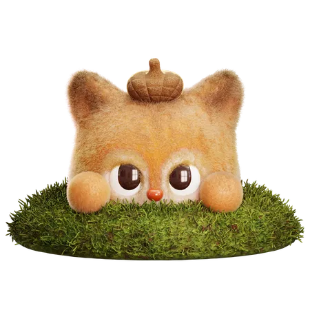 Peeking Squirrel From Grass Hole  3D Icon