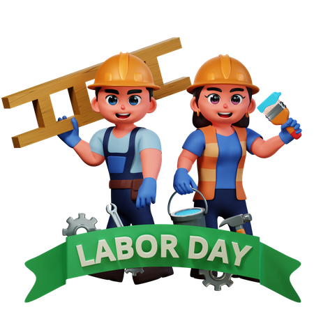 People celebrating  Labor Day  3D Illustration