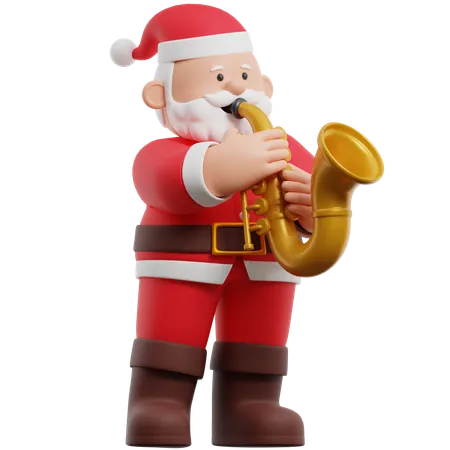 Père Noël jouant du saxophone  3D Illustration