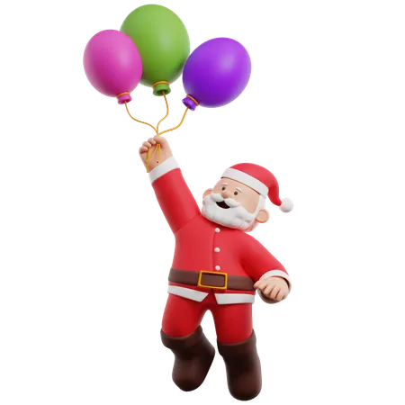 Père Noël tenant des ballons  3D Illustration