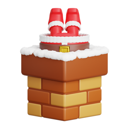 Le Père Noël entre dans la cheminée  3D Icon