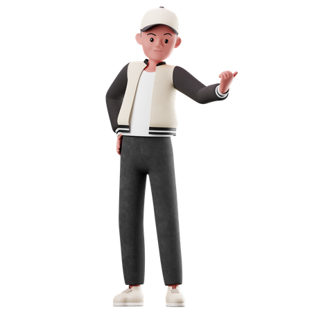 Personaje masculino señalando algo  3D Illustration