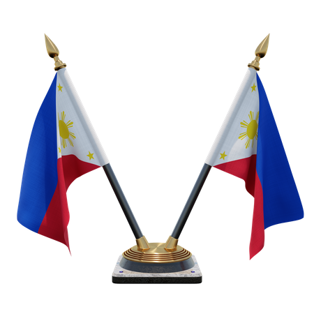 Philippines Double Desk Flag Stand  3D Flag