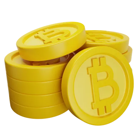 Pile de pièces de monnaie bitcoin  3D Illustration