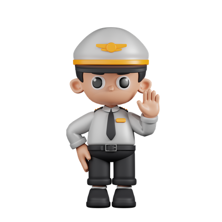 Pilot Hands Up  3D Illustration