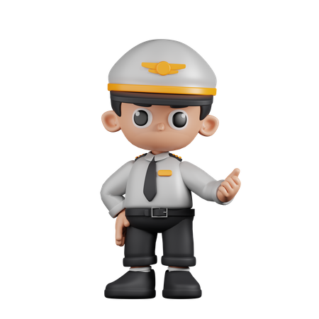 Pilot Pointing Next  3D Illustration