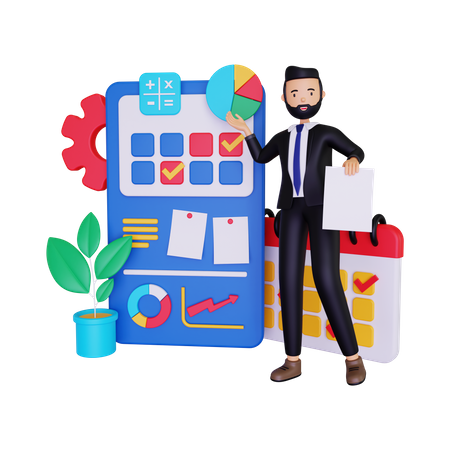 Plan de trabajo empresarial  3D Illustration