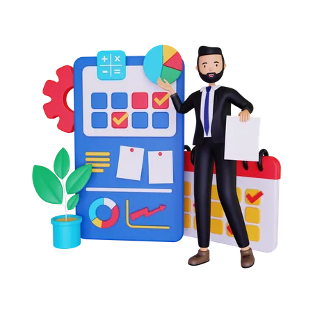 Plan de trabajo empresarial  3D Illustration