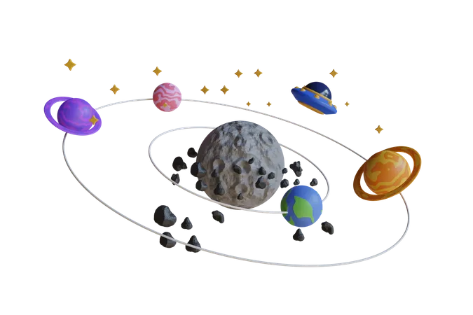 Planets Of Our Solar System  3D Illustration