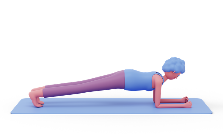 Plank Yoga Pose  3D Illustration