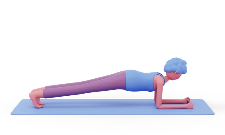 Plank Yoga Pose  3D Illustration