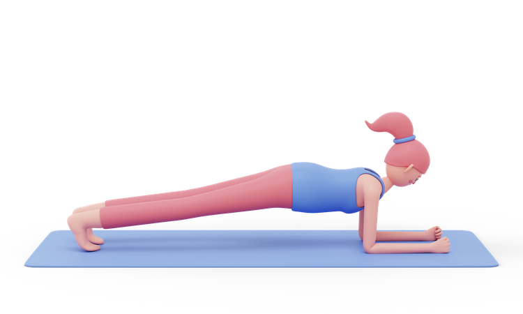 Plank Yoga Pose  3D Illustration