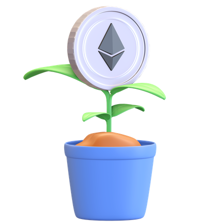 Planta de investimento Ethereum  3D Illustration