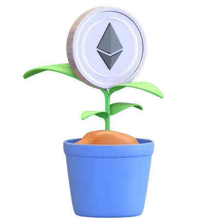 Planta de investimento Ethereum  3D Illustration