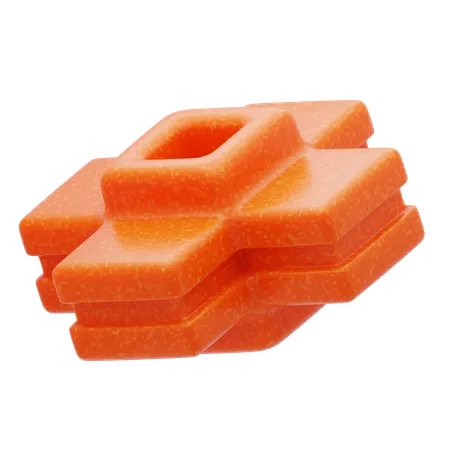 Plastic Resin Layered Orange Block  3D Icon