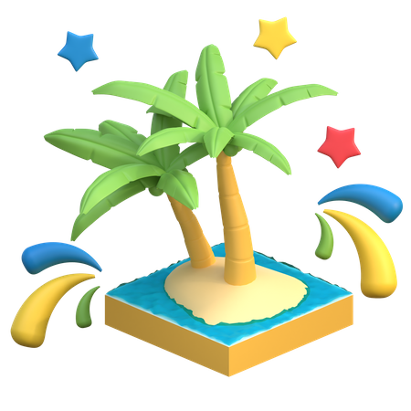 Playa tropical  3D Icon