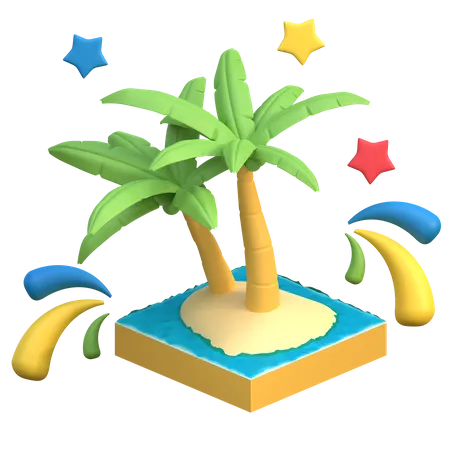 Playa tropical  3D Icon