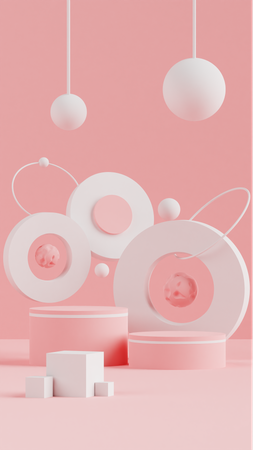 Fondo Geométrico Podio Rosa  3D Icon