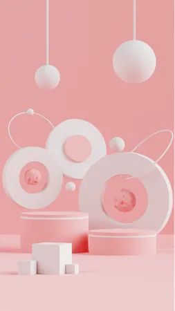 Fondo Geométrico Podio Rosa  3D Icon