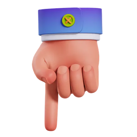 Point Down Hand gesture  3D Illustration