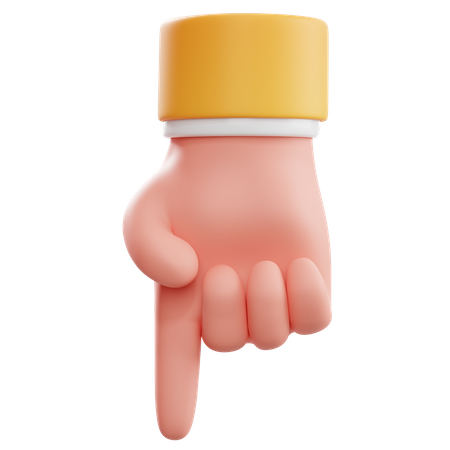 Pointing Down Finger Hand Gesture  3D Icon