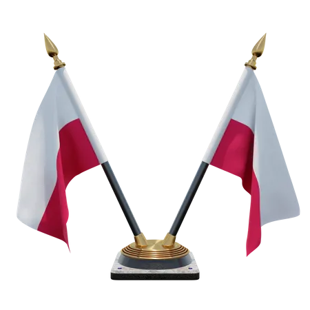 Poland Double Desk Flag Stand  3D Flag