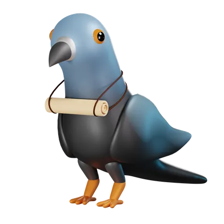 Pombo com carta enrolada  3D Icon