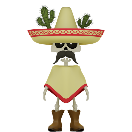 Poncho Sombrero  3D Illustration