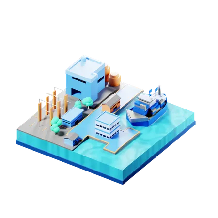 Port  3D Icon