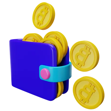 Portefeuille Bitcoin  3D Illustration