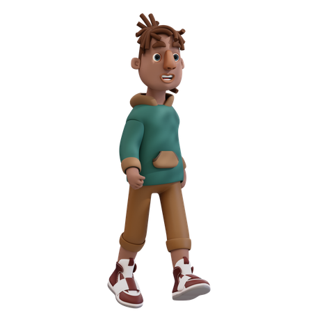 Hombre joven caminando hacia la derecha  3D Illustration