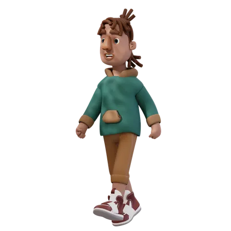 Pose de hombre joven caminando hacia la izquierda  3D Illustration