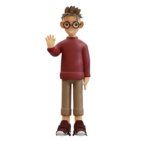 Pose de saludo de un joven  3D Illustration