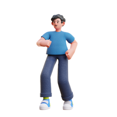 Macho em pose de caminhada  3D Illustration