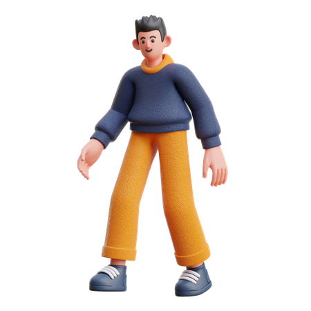 Menino em pose de caminhada  3D Illustration