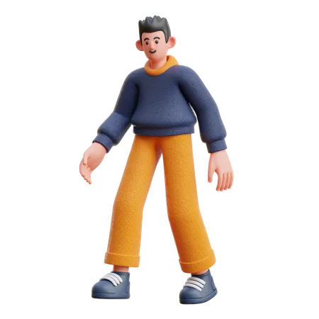 Menino em pose de caminhada  3D Illustration