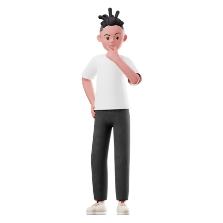 Pose de pensamento de personagem masculino  3D Illustration