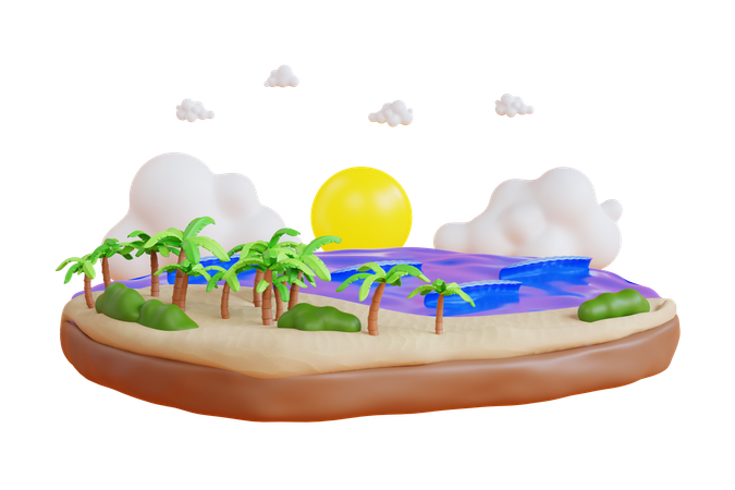 Praia  3D Icon