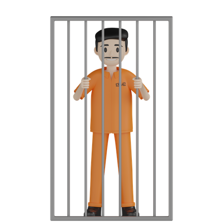 Prisoner In Cell  3D Illustration