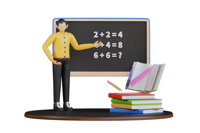 Profesor de matemáticas masculino  3D Illustration