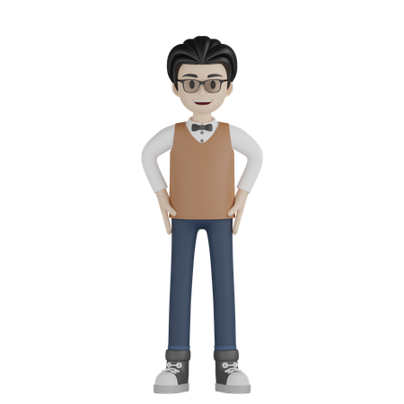 Profesor de pie  3D Illustration