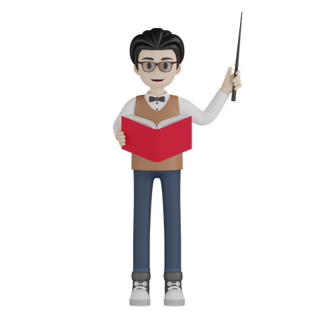 Profesor masculino enseñando  3D Illustration