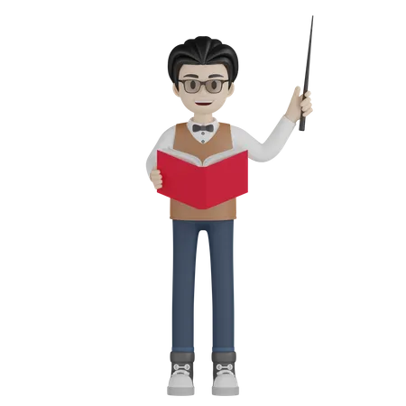 Profesor masculino enseñando  3D Illustration